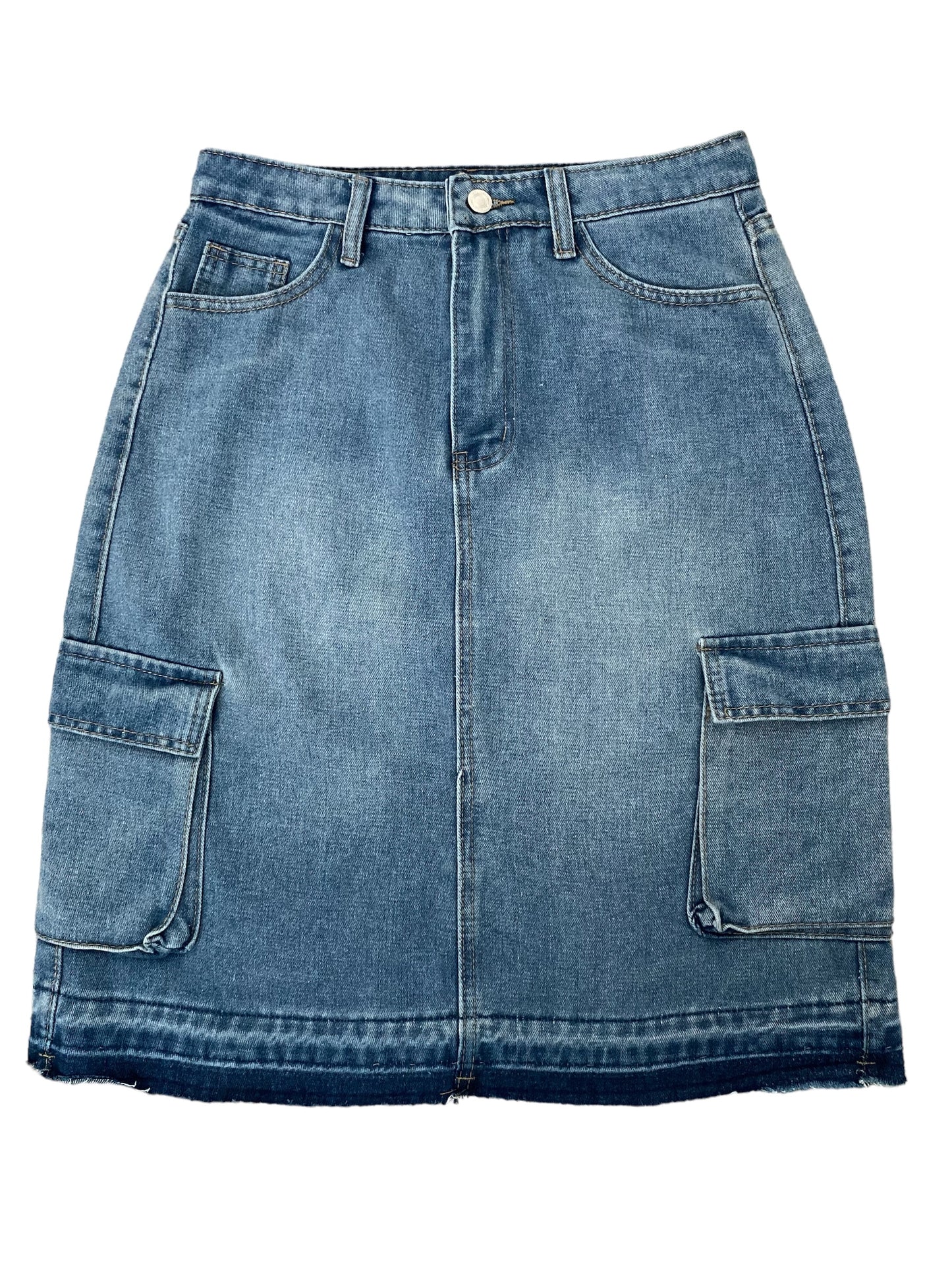 Casual Denim Skirt With Side Pockets, Untopsed, Denim Clothing For Women.